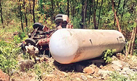 Remains of the ill-fated LPG tanker