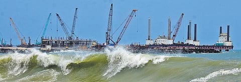 A view of the Vizhinjam port project site in Thiruvananthapuram | B P DEEPU