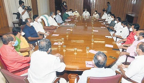The maiden cabinet meeting of the new Left government at the secretariat