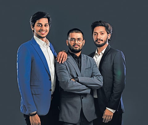 (Left to right) Harsha Reddy Ponguleti, Pranav Vempati and Suren Marumamula