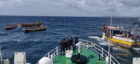 Coast Guard Personnel issuing warning (Photo | MoD)