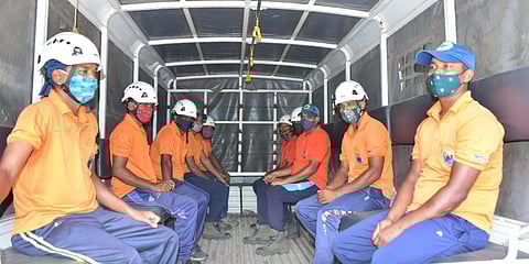 ODRAF personnel at 6th Battalion OSAP in Cuttack on Sunday. (Photo| EPS)