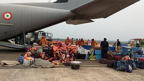 Equipment and NDRF personnel ready to deploy for rescue efforts as cyclonic storm makes landfall in Odisha. (Photo | Twitter)
