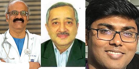 (From left) Dr D Nageshwar Reddy, Dr Manu Tandon and Dr Partha Pal. (Photo| EPS)