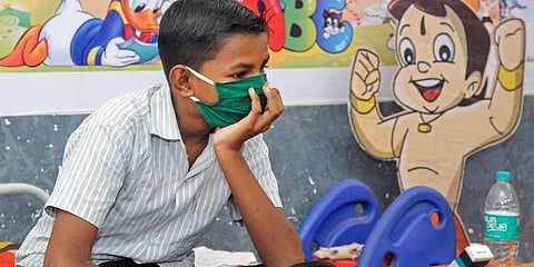 A boy admitted at a COVID-19 care centre, during the second wave of coronavirus epidemic in India. (Photo | PTI)