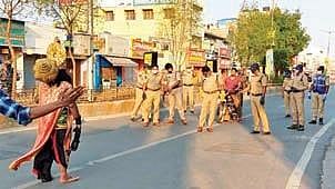 Hema Reddy shooting short films on police personnel and Covid-19 in Kadapa. (Photo | EPS)