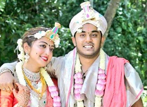 South actor Pranitha Subhash on Monday announced that she has got married to businessman Nitin Raju in an intimate ceremony (Photo | Twitter)