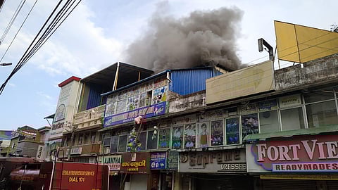 A fire broke out at Chalai market in Thiruvananthapuram (Express Photo | BP Deepu)