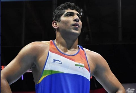Indian boxer Sanjeet Kumar (Photo @KirenRijiju)