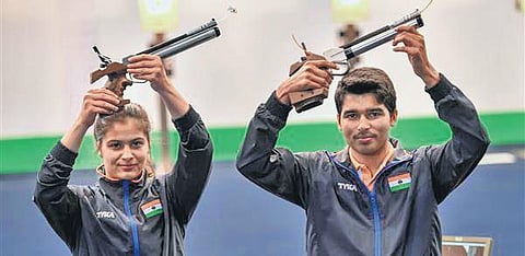 Manu Bhaker (left) and Saurabh Chaudhary have been named in the shooting squad for the upcoming World Cups in Argentina and Peru