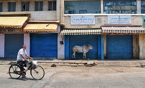 A view of deserted SP Road in Bengaluru due to lockdown. (Photo | Shriram BN, EPS)