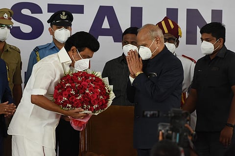 MK Stalin sworn in as the Chief Minister of Tamil Nadu at Raj Bhavan in Chennai. (Photo | Ashwin Prasath, EPS)