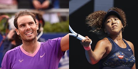 Tennis legends Rafael Nadal (L) and Naomi Osaka (File photo| AP)