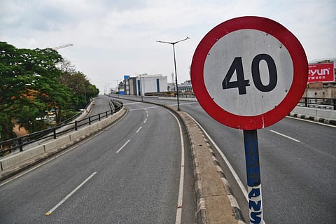 An empty BGS Flyover owing to the corona curfew imposed by the State Government, in Bengaluru on Thursday. (Photo | Vinod Kumar T, EPS)