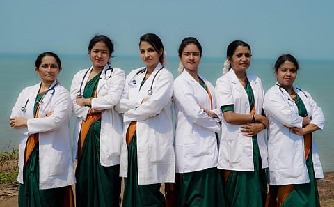 Dr Mridula Shankar, Dr Bhavana Ramesh,  Dr Hridya Ganesh ,  Dr Rakhi Ajith Dr Jumjumi Rajesh,  Dr Anju M S-The dancing doctors from six government hospitals in Kannur (Photo | Express)