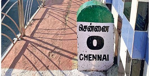 chennai's  km 0 milestonee