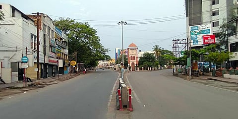 A deserted view of the road during a lockdown, amid rising cases in COVID-19, in Coimbatore. (File photo| ANI)