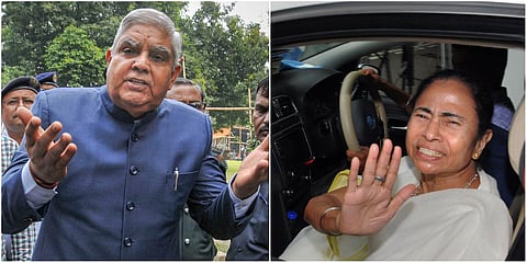 West Bengal Governor Jagdeep Dhankhar (L) and CM Mamata Banerjee. (File photo| PTI)