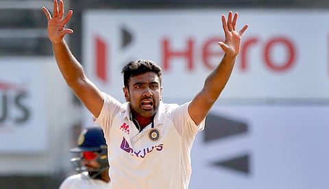 India's Ravichandran Ashwin celebrates a wicket during the 4th day of first cricket test match between India and England, at M.A. Chidambaram Stadium ,in Chennai. (Photo | PTI)