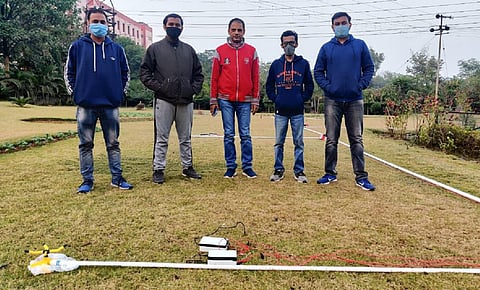 The IIT team which  has developed a new Smart Auto-Irrigation and Soil Monitoring System. (Photo | Express)