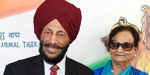 Veteran athlete Milkha Singh with his wife Nirmal Kaur (File Photo | PTI)