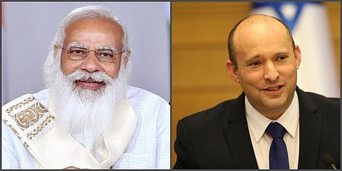 PM Narendra Modi (L) and Israel PM Naftali Bennett. (Photo| PTI and AP)