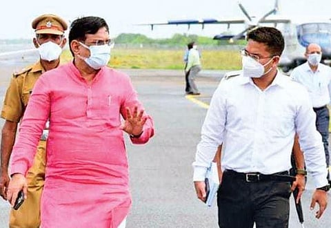 Lakshadweep administrator Praful Khoda Patel arrives at the Agatti airport on Monday | Express