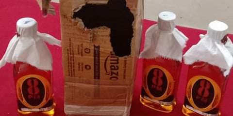 The liquor package that was eaten by rats at the India Post office in Kochi (Photo | Express)