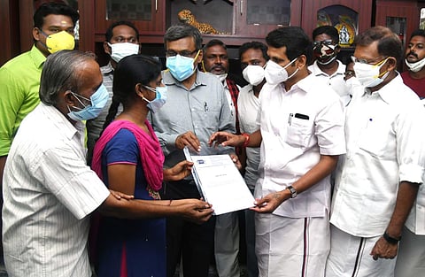 Electricity Minister V Senthil Balaji, visited R Sowmiya, at her house and gave her the job order for a post in JSW Steel Ltd in pottaneri, on Tuesday