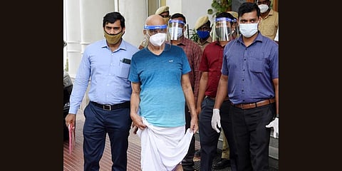 Siva Shankar Baba at CBCID office at Egmore in Chennai on Thursday. (Photo | Lavanya R, EPS)
