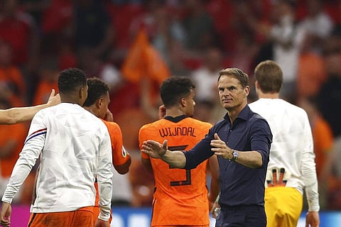 Netherlands' manager Frank de Boer celebrates at the end of the Euro 2020 soccer championship group C match between Netherlands and Austria. (Photo | AP)
