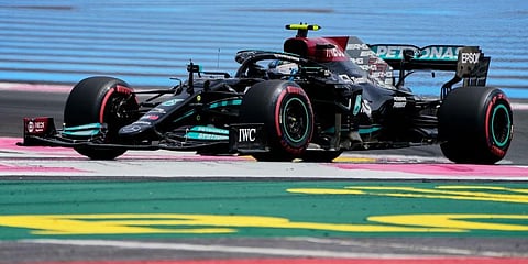 Mercedes driver Valtteri Bottas of Finland steers his car during the second free practice for the French Formula One Grand Prix at the Paul Ricard racetrack in Le Castellet. (Photo | AP)