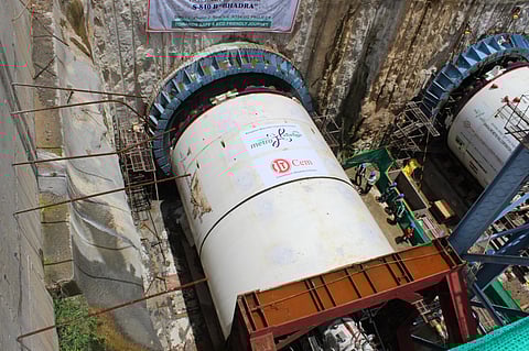 Shots of Bhadra Tunnel Boring Machine which started operations under the upcoming Venkateshpura Metro station (Photo | Special arrangement)