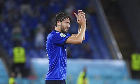 Italy's Manuel Locatelli leaves he field after a substitution during the Euro 2020 soccer championship group A match between Italy and Switzerland. (Photo | AP)