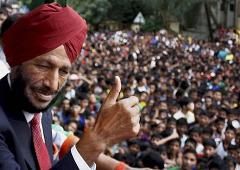 In this file photo dated 2013, Indian sprint legend Milkha Singh in Mumbai. (Image | PTI)