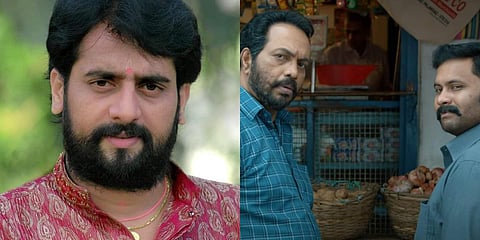 OK Ravisankar (L) and a still from 'Oru Thathvika Avalokanam'. (Photo| Cinema Express)