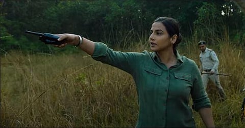 Still from Vidya Balan's upcoming film 'Sherni'. (Photo | YouTube Screengrab)