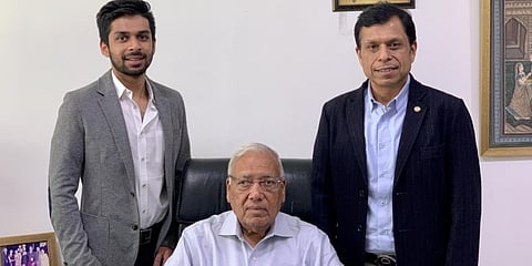 Shobhit, Vikram and (seated) SP Agarwal. (Photo| EPS)