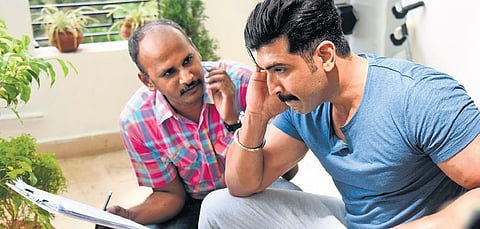 Kumar Ramaswamy N with Arun Vijay at the shooting spot of Kuttram 23