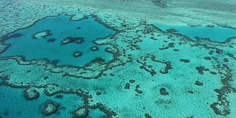 An aerial view of the Great Barrier Reef along the central coast of Queensland. (File photo| AFP)