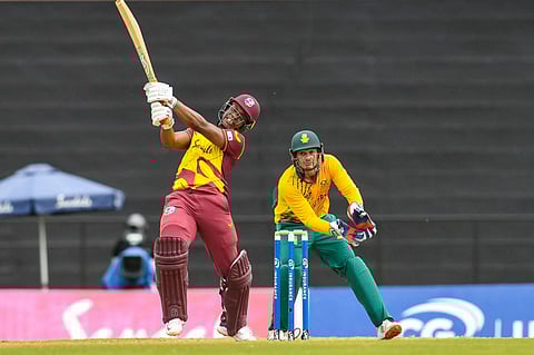 West Indies beat South Africa in the first T20 match of the 5-match series. (Photo | Twitter/@windies cricket)