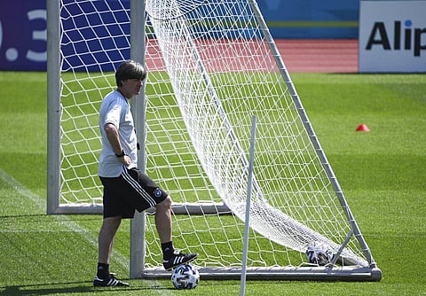 Germany's head coach Joachim Loew attends a training session of the German national soccer team in Herzogenaurach, Germany. (Photo | AP)