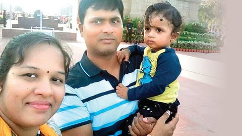 Jay Prakash Sah with wife Gudiya and son Naman Krishna
