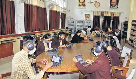 12,976 smart schools have been set up across the state and students are now taught through e-content (digital teaching) through projectors. (Photo | Express)