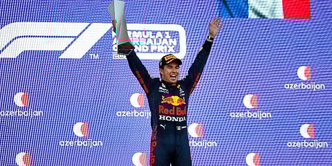 Sergio Perez wins Azerbaijan Grand Prix after Max Verstappen crashes from lead