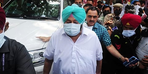 Punjab CM Amarinder Singh leaves after a meeting with three-member All India Congress Committee (AICC) panel in New Delhi. (Photo| Shekhar Yadav, EPS)