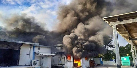 A fire broke out at a factory at Ghotawade Phata in Pune. (Photo | PTI)