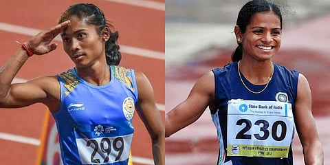 Sprinter Hima Das (L) and Dutee Chand (File photo)