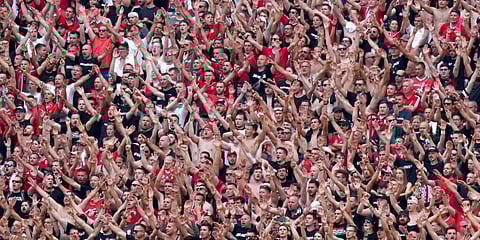 Hungarian fans follow the Euro 2020 match between Hungary and France, at the Ferenc Puskas stadium in Budapest. (Photo | AP)