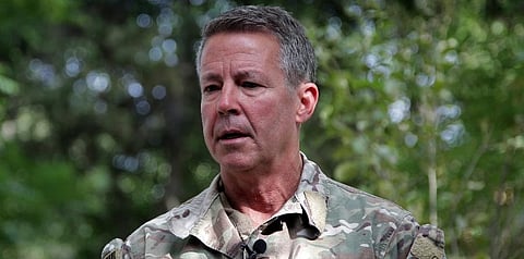 In this June 29, 2021 file photo, U.S. Army Gen. Scott Miller, the U.S.'s top general in Afghanistan, speaks to journalists in Kabul, Afghanistan. (File photo | AP)